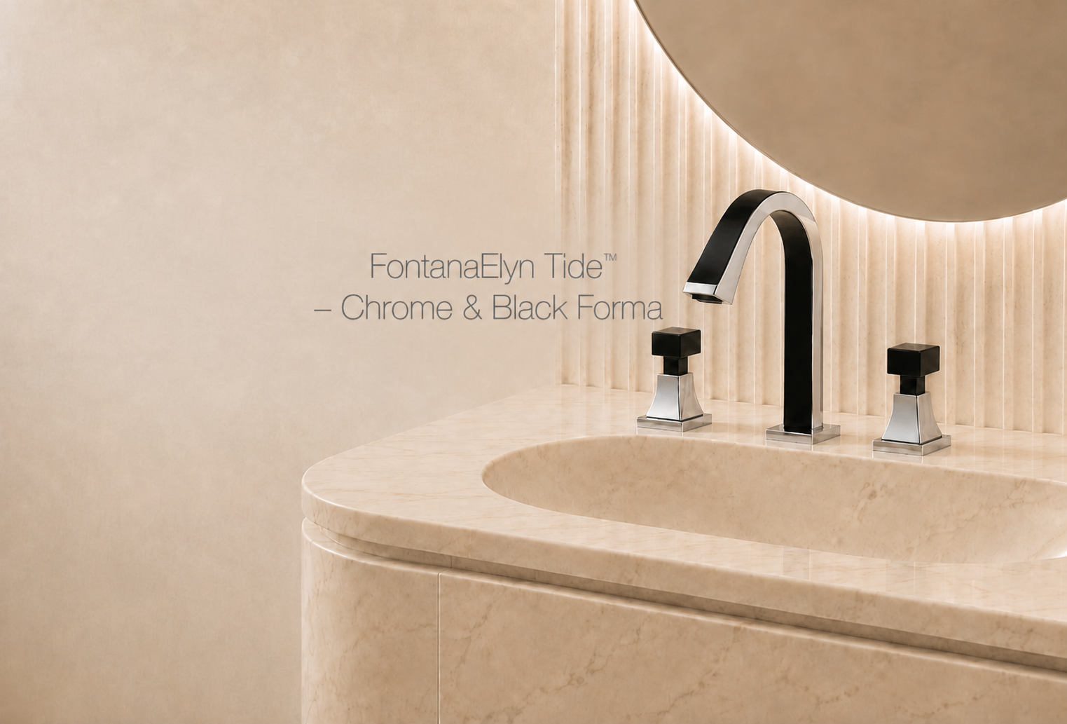 FontanaElyn Tide Chrome and Matte Black Forma Dual Handle Architectural Lavatory Faucet