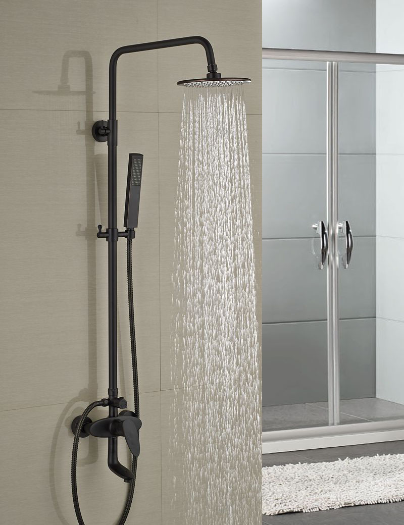 Fontana Milo Round Style Oil Rubbed Bronze Shower Faucet Set W/ Hand Shower Sprayer