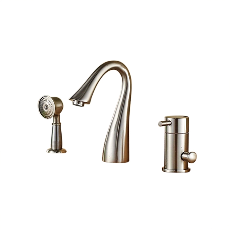 3pcs Single Handle Brushed Nickel Bathtub Faucet with Hand shower