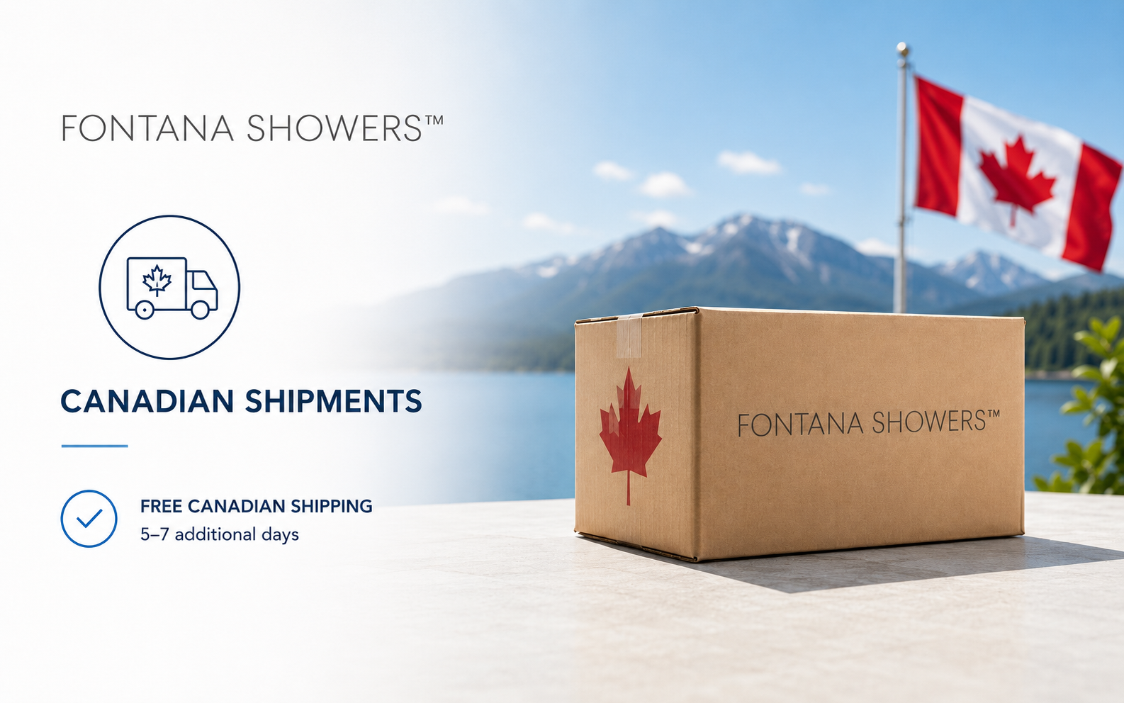 FontanaShowers bathroom fixture packaged for delivery to a Canadian customer