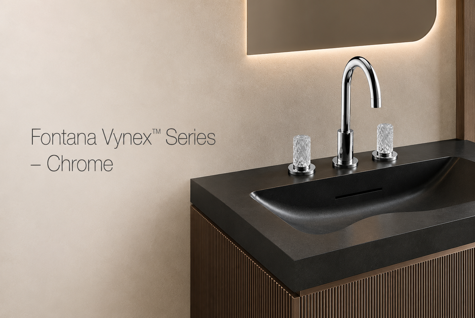 Fontana Vynex Series Chrome Two Handle Widespread Bathroom Faucet with Crystal Handles