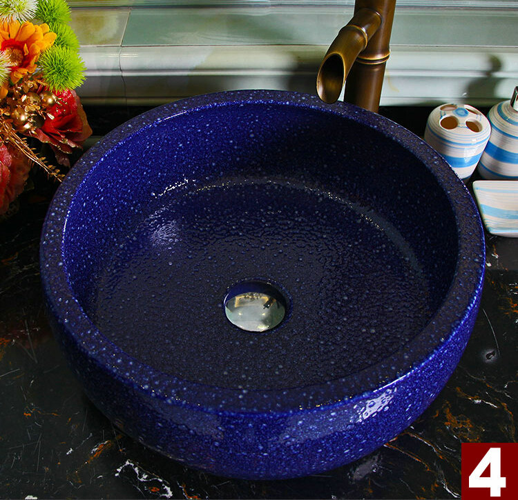 Porcelain Art Handmade Colorful Countertop Vessel Sink
