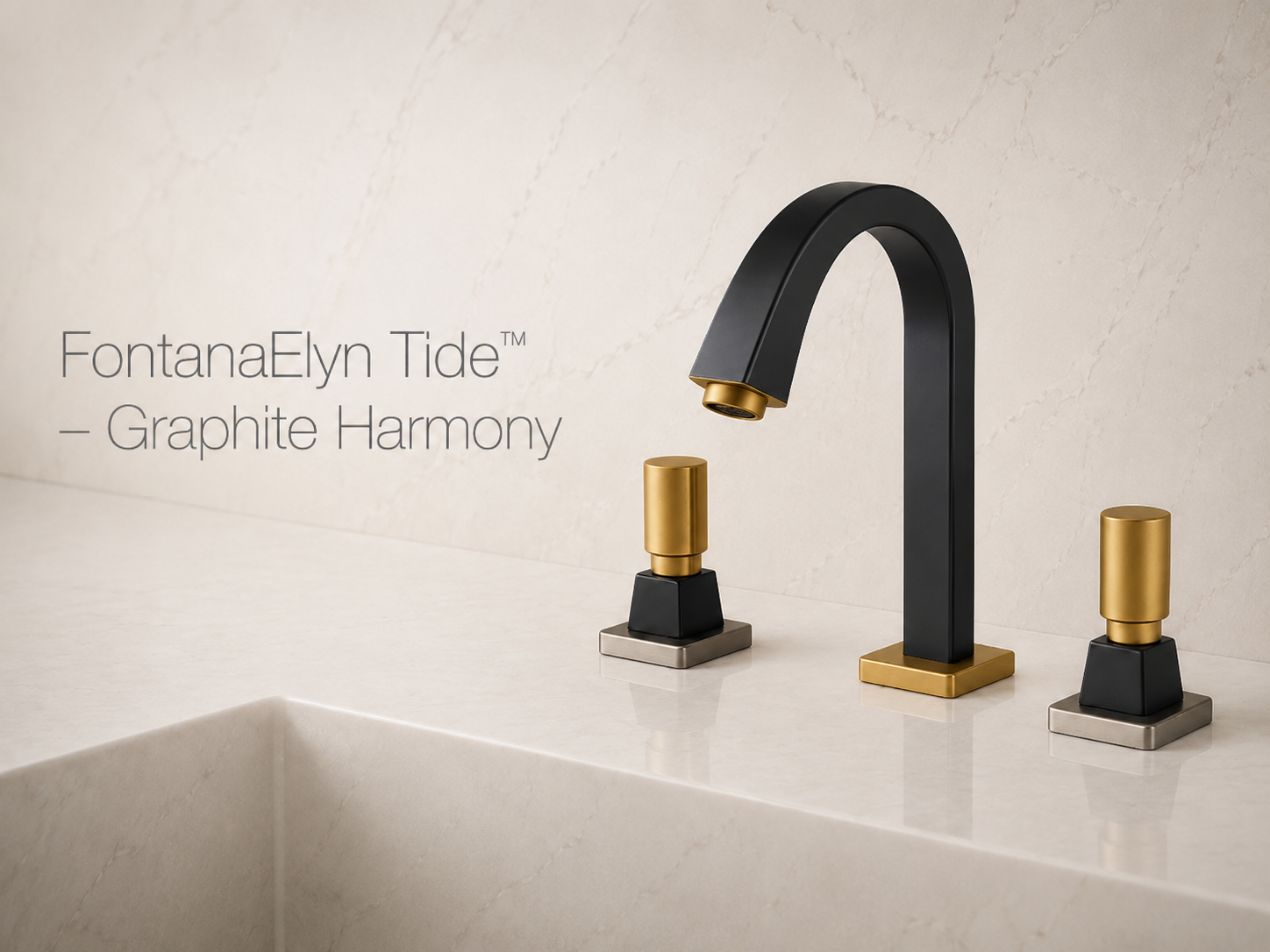 FontanaElyn Tide Graphite Harmony Black and Gold Dual Handle Bathroom Faucet