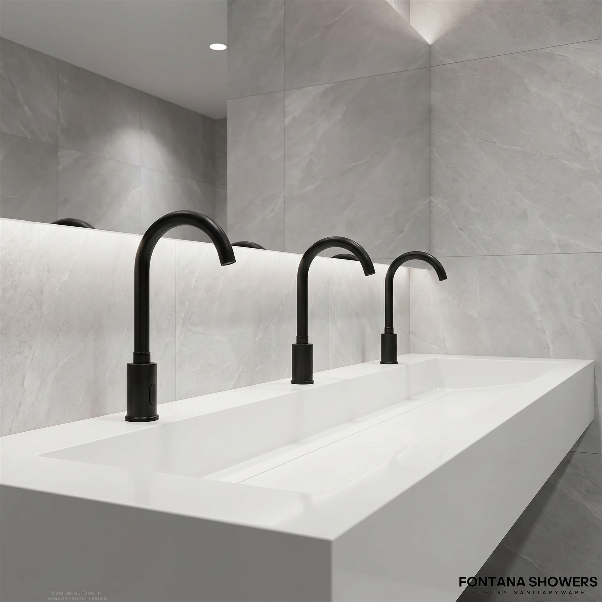 Fontana Wella Goose Neck Commercial Automatic Matte Black Sensor Faucet