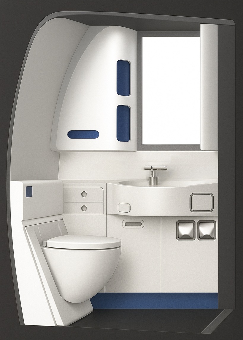 Airline lavatory 2-in-1 touchless faucet and soap system