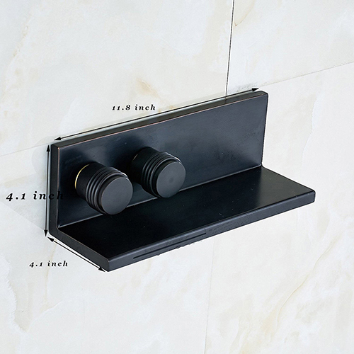 Amasra Black Brass Dual Handles Wall Mounted Bathroom Bathtub Faucet