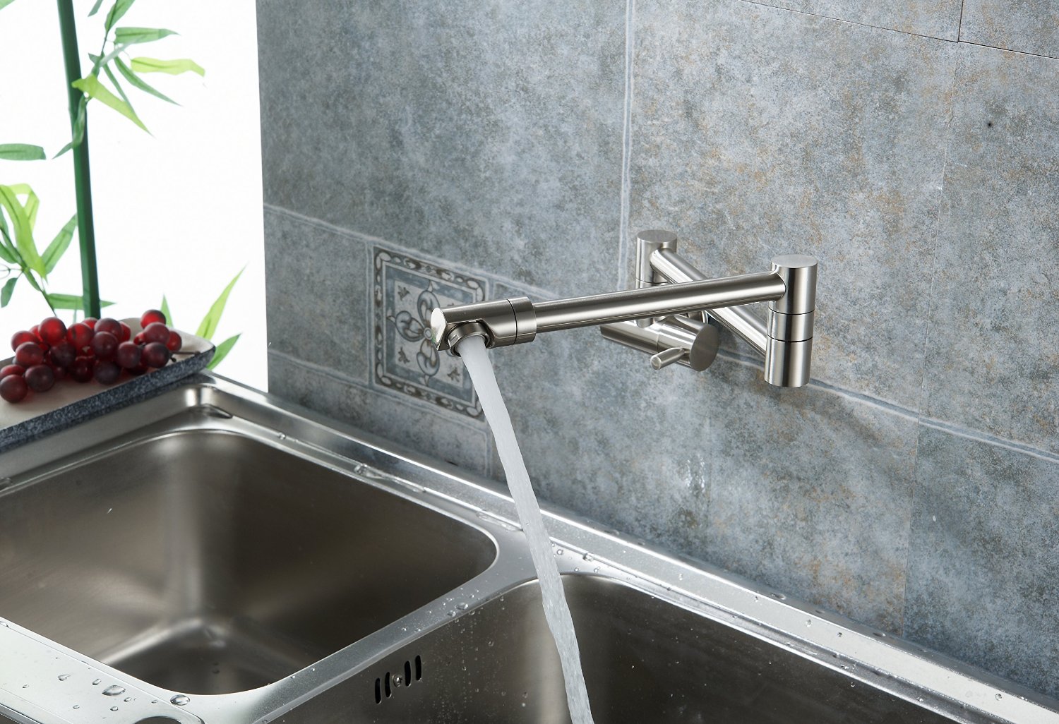 Annaba Wall Mount Double Joint Kitchen Sink Faucet