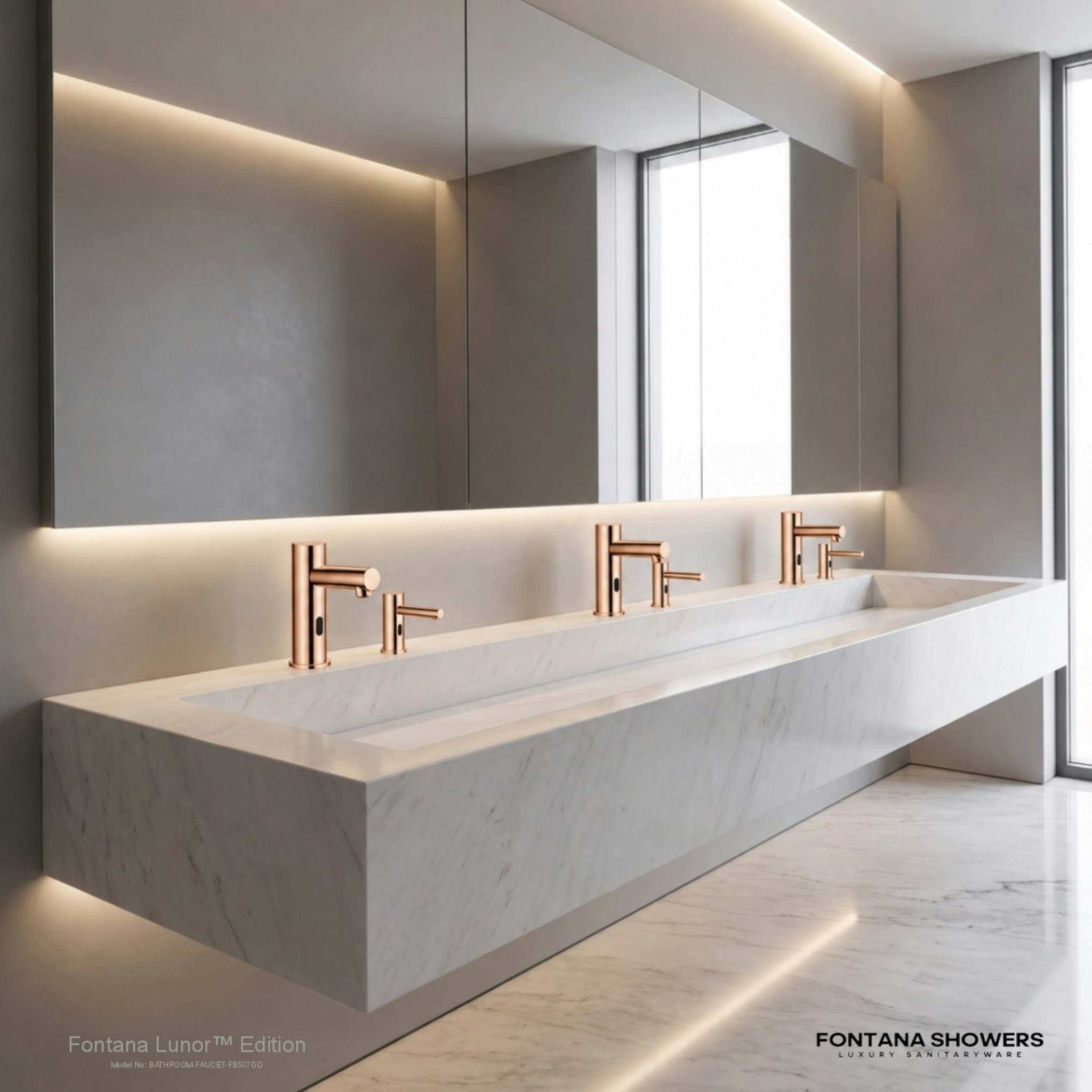 Fontana Rose Gold Commercial Automatic Dual Motion Sensor Bathroom Faucet with Soap Dispenser