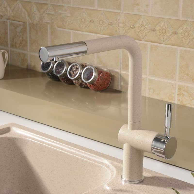 Fontana Basilicata Single Handle Brass Deck Mount Granite Yellow Kitchen Faucet