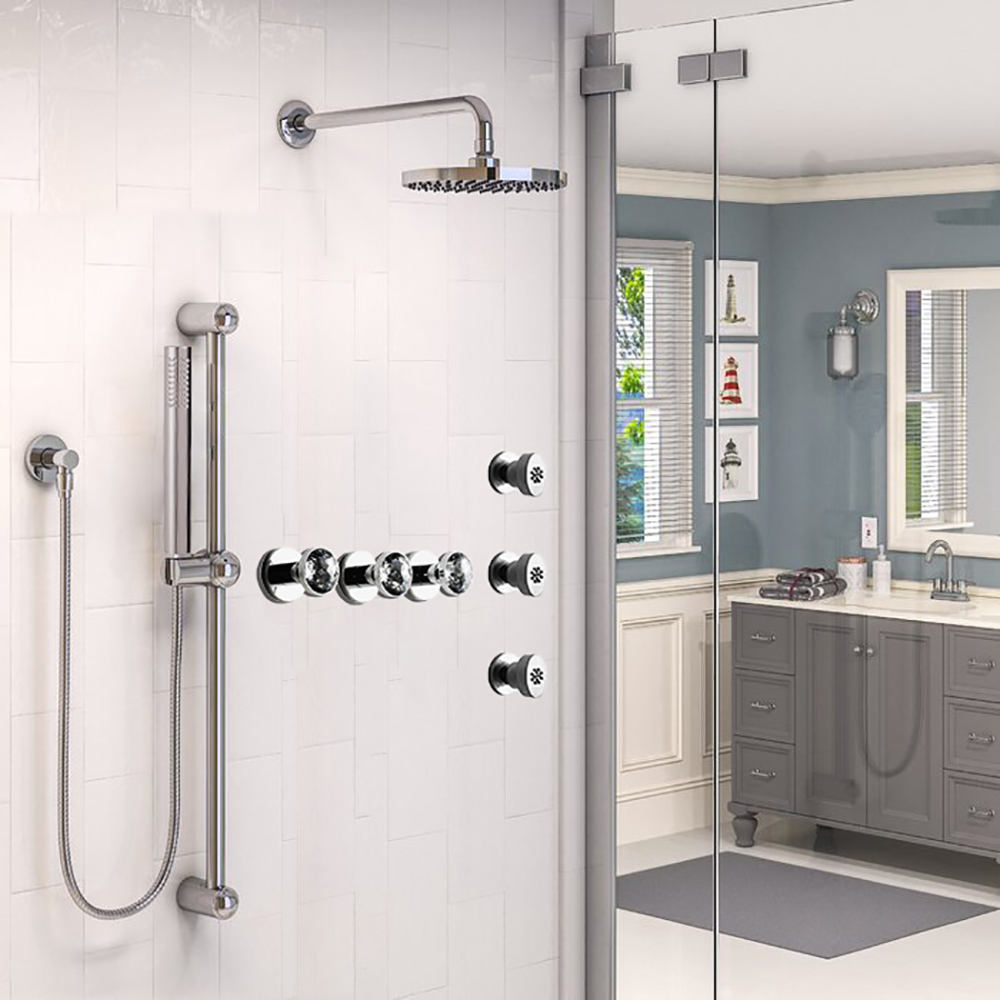 Chrome Bathroom Mixer Shower Kit Set Wall Mounted Showering Faucet with Handle 