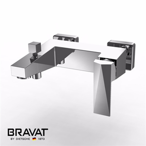 Bravat Single Handle Wall Mount Bath and Shower Mixer Bathtub Faucet