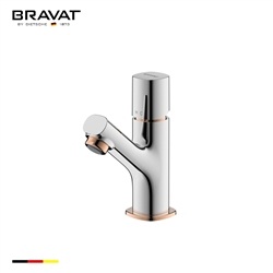 Bravat Sleek with Gold Decoration Deck Mount Faucet