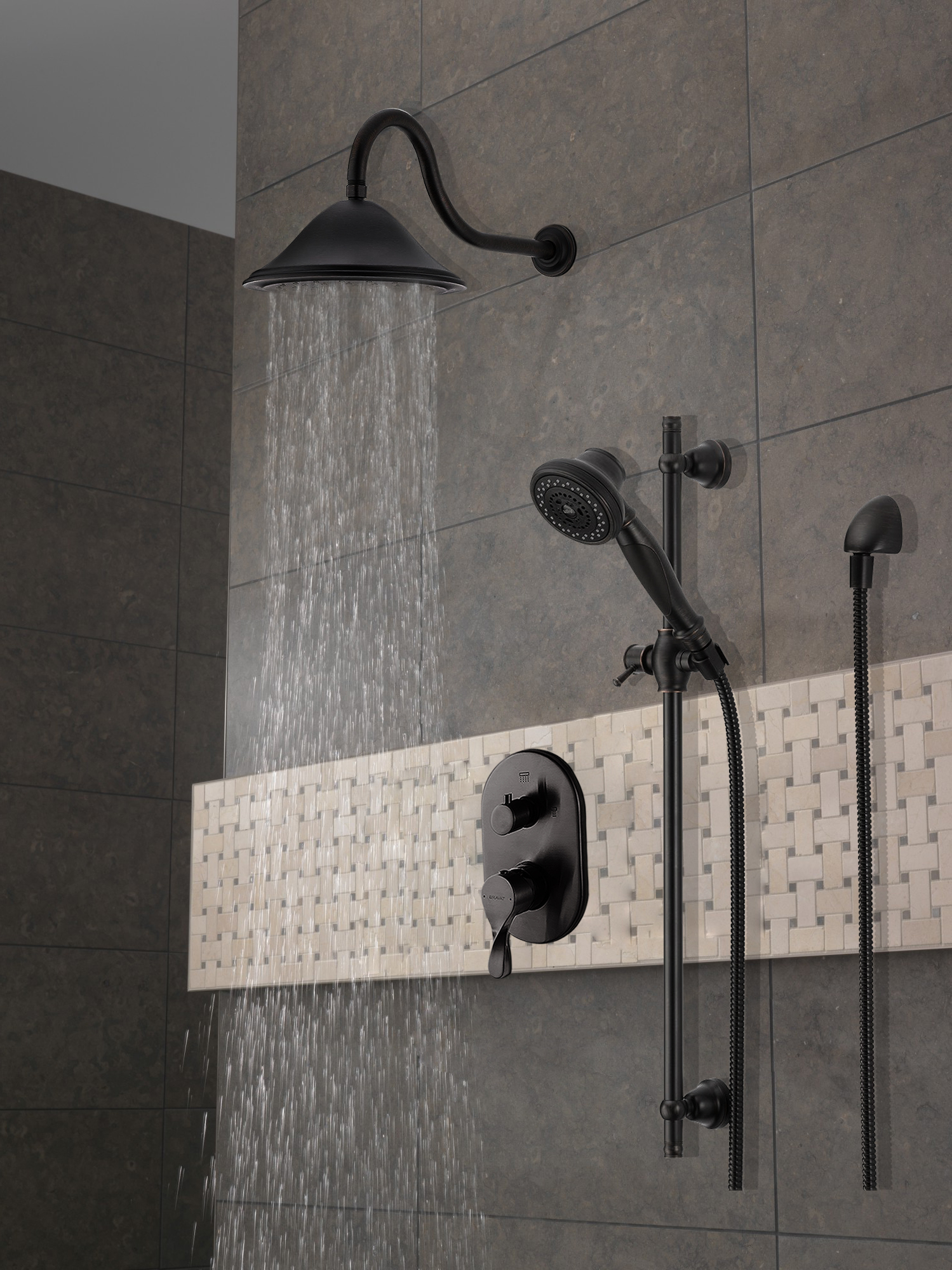Matte Black 2 Way TRUSTMI Brass Round Concealed Hot and Cold Mixer Shower Tap