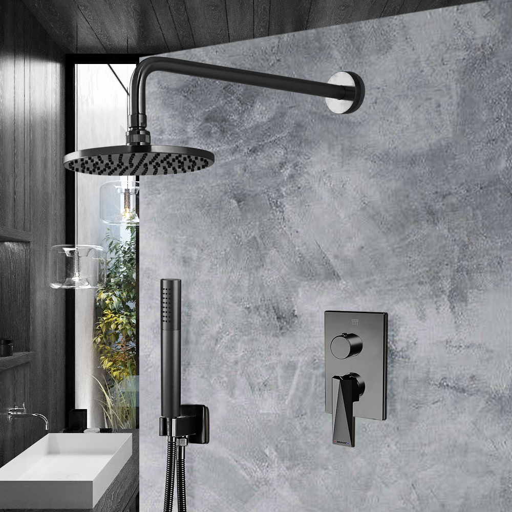 Bravat Wall Mounted Shower Set With Valve Mixer 2-Way Concealed In Dark Oil Rubbed Bronze