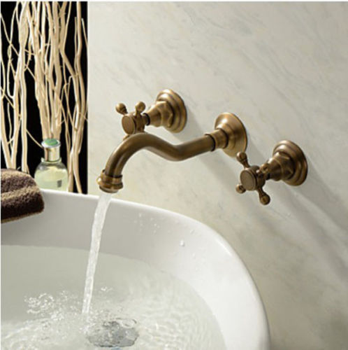 Fontana Casoria Antique Brass Dual Handled Sink Faucet
