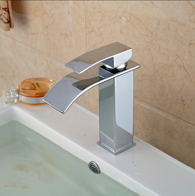 Chiasso Single Handle Waterfall Chrome Deck Mounted Bathroom Faucet
