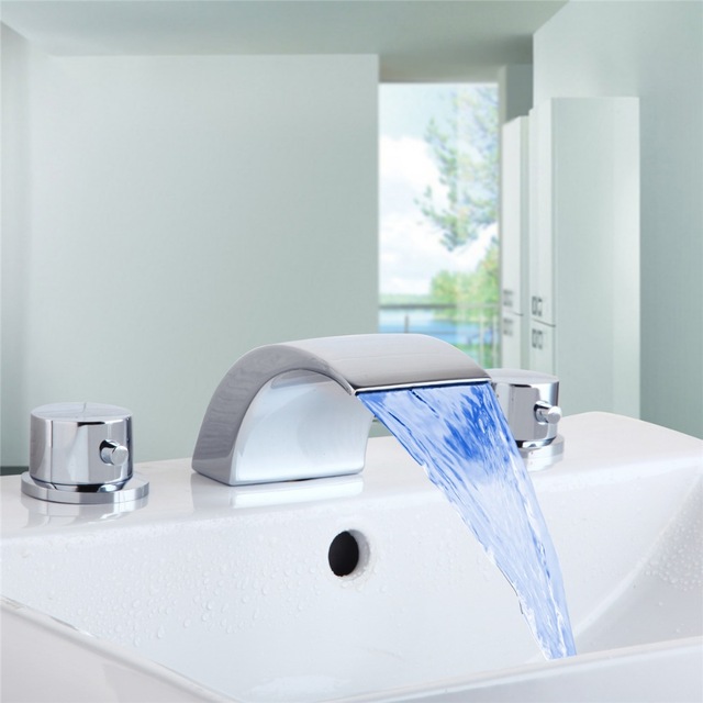 Como Chrome Waterfall Temperature Controlled  Bathroom Faucet