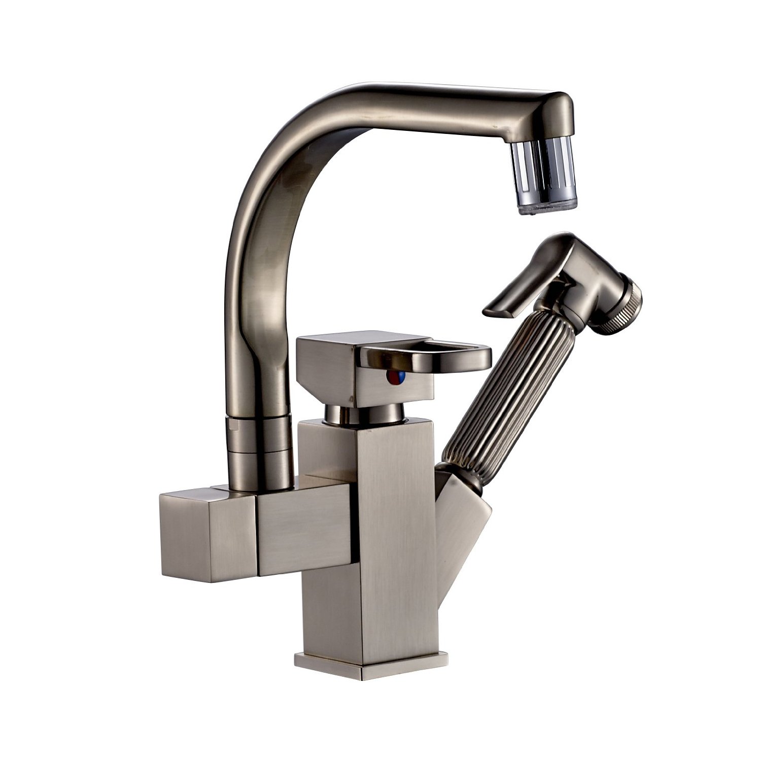 Courtenay Brushed Nickel LED Kitchen Sink Faucet with Pull out Spray