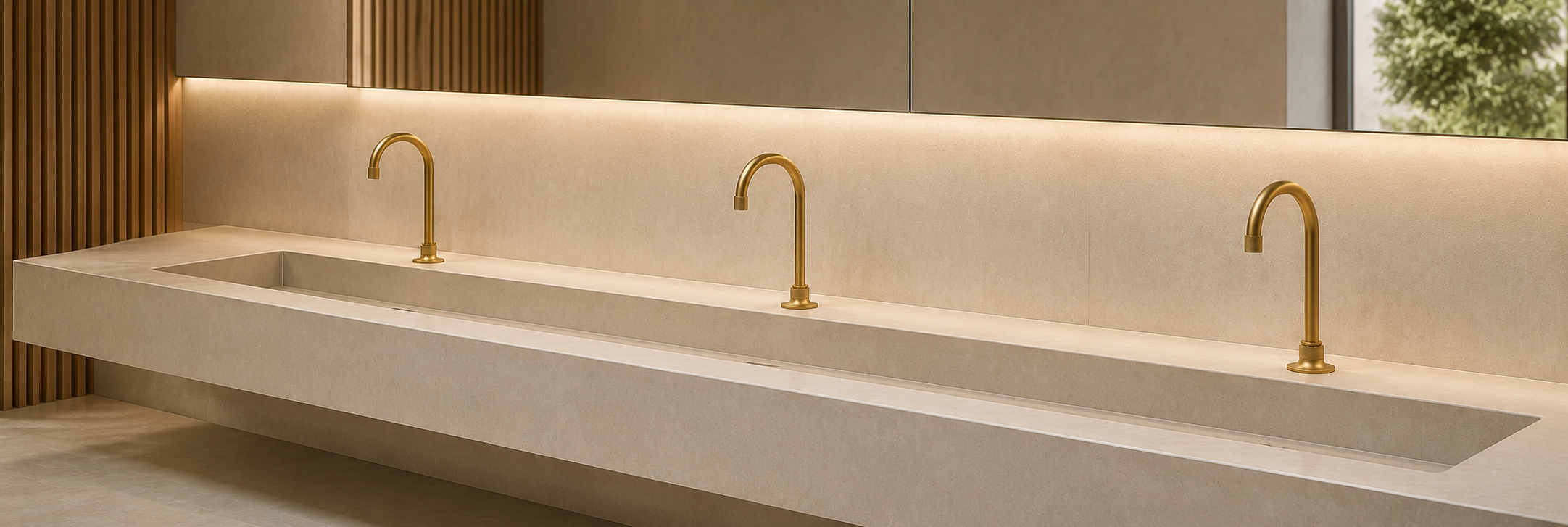 Fontana matte black touchless fixtures for luxury residential tower restroom upgrades