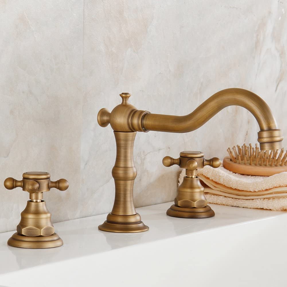 Eulma Deck Mount Double Handle Bathroom Sink Faucet