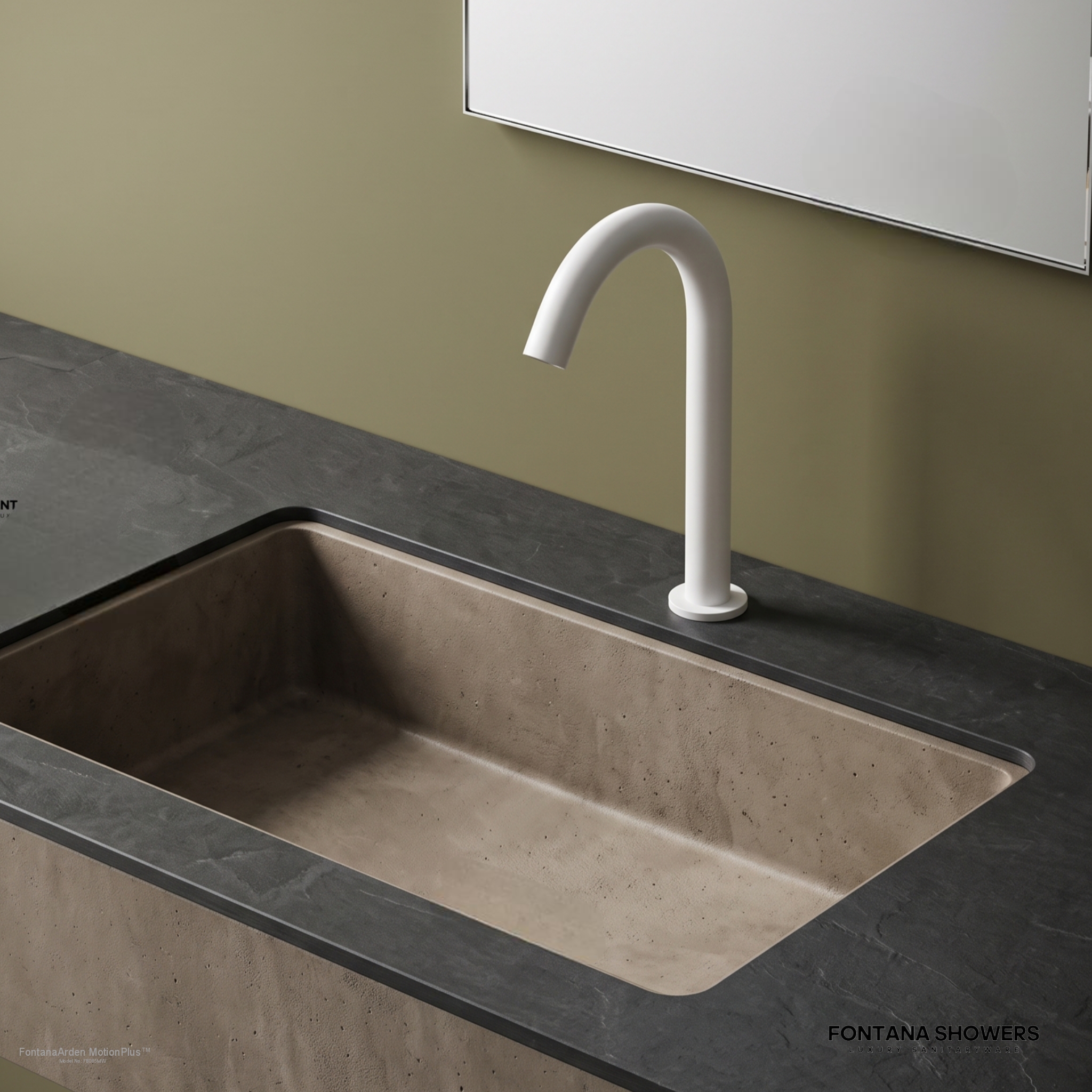 Fontana Arden MotionPlus Collection Matte White Deck Mounted Touchless Bathroom Faucet