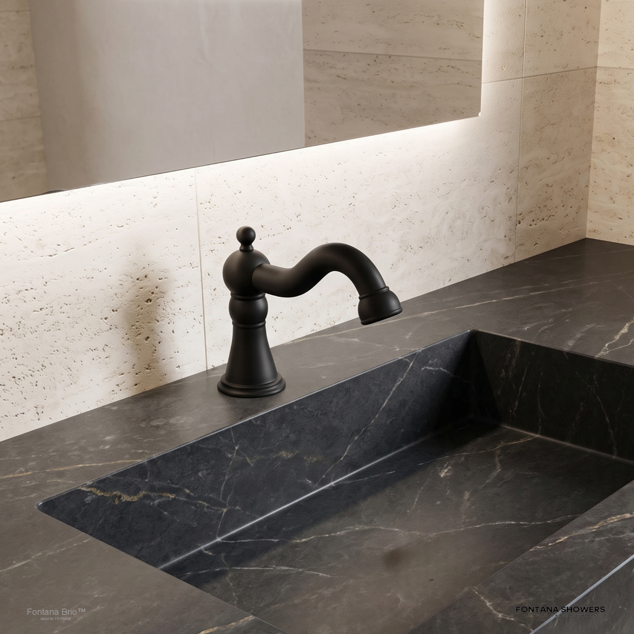 Fontana Cosenza Matte Black Deck Mount Touchless Motion Sensor Faucet