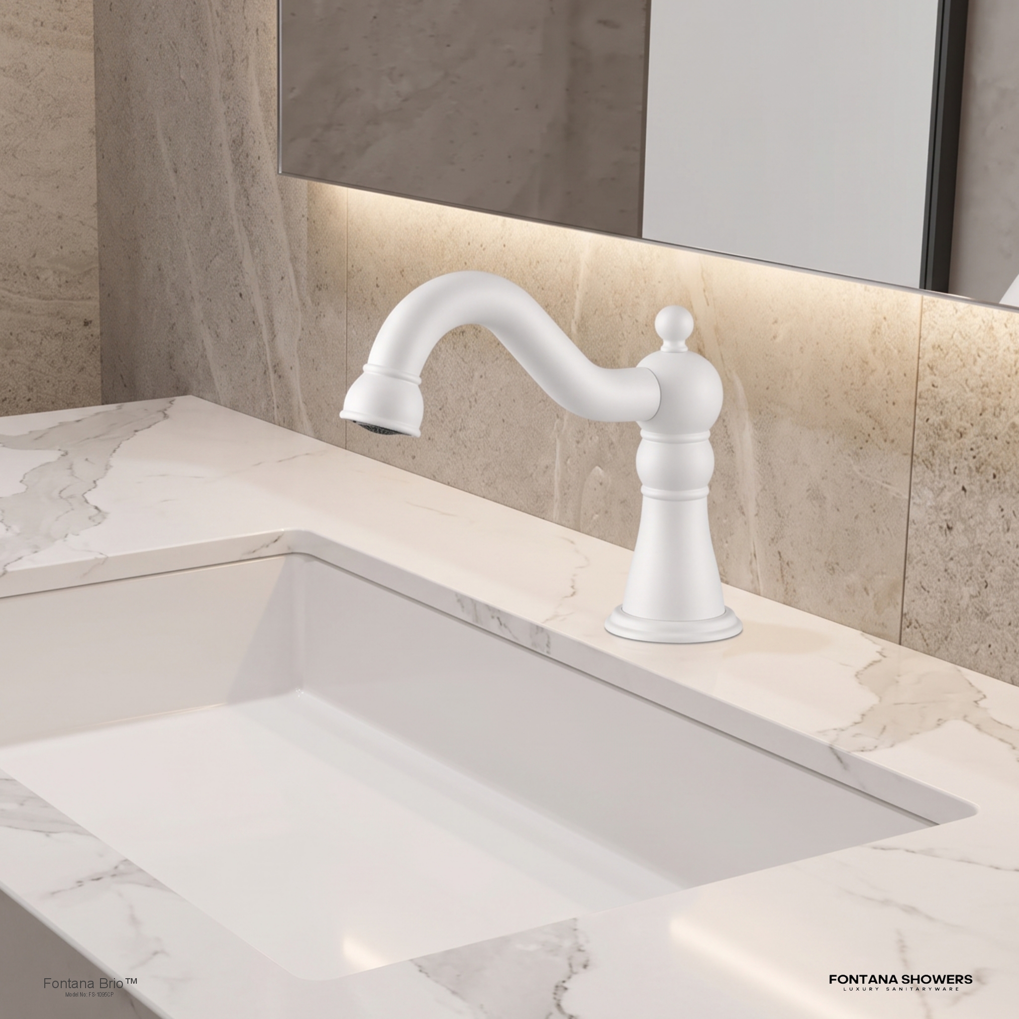 Fontana Commercial Matte White Automatic Sensor Hands Free Faucet