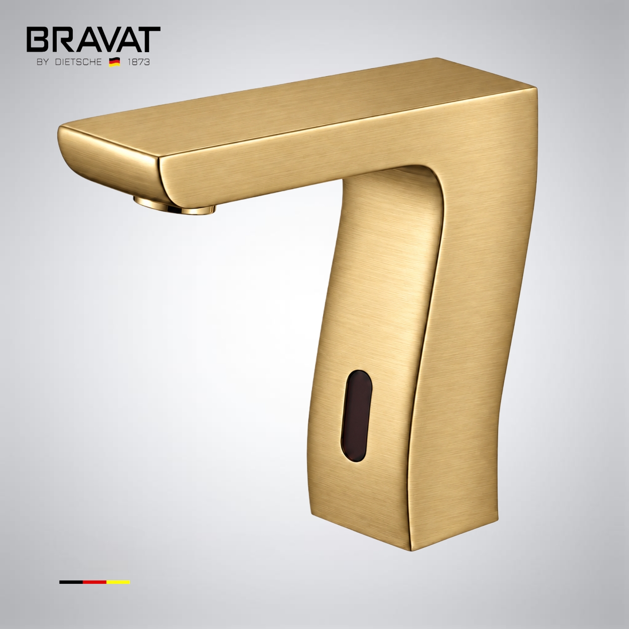 Bravat Trio Commercial Automatic Hands Free Motion Sensor Faucet in Brushed Gold Finish