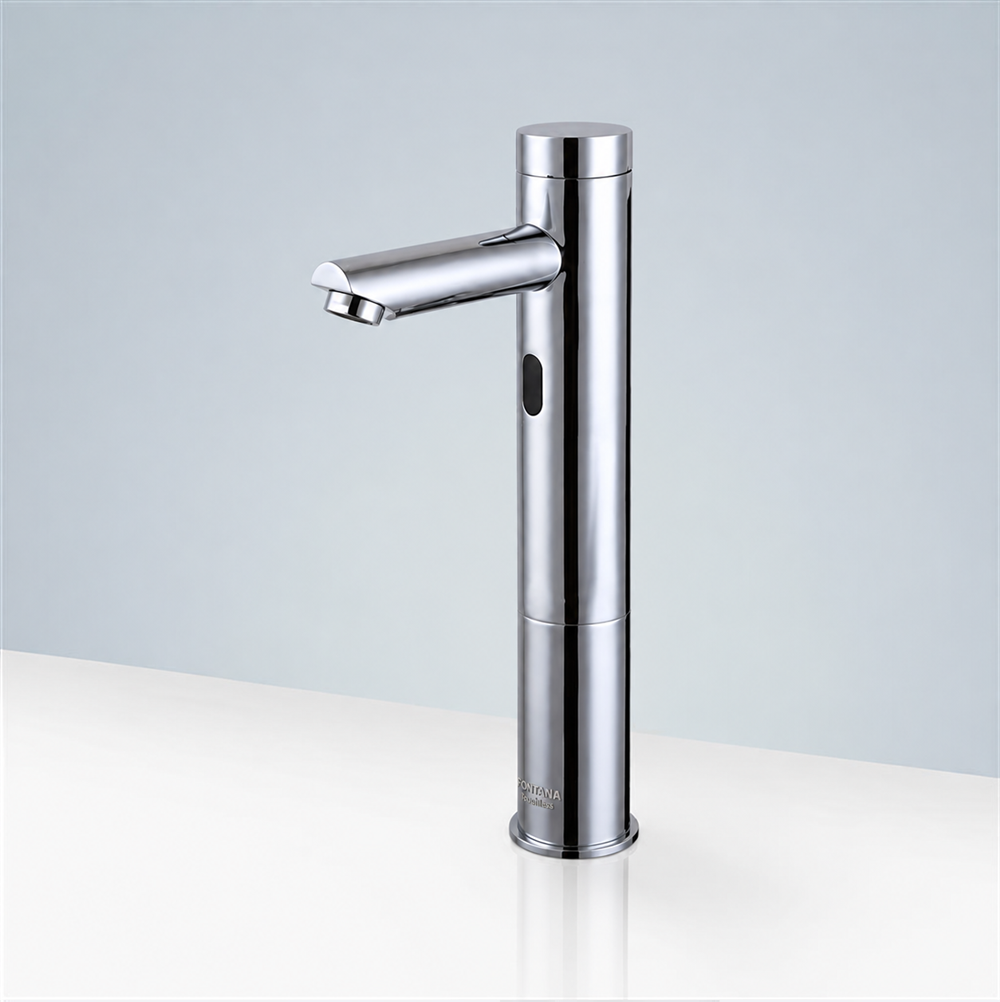Touchless Bathroom Faucet Fontana brand BIM File Fontana Tall Commercial Automatic Touch-Free Lavatory Bathroom Sink Sensor Faucet Chrome Finish