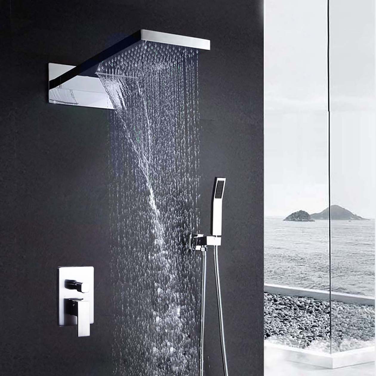 Fontana 22" Venice Multifunctional Shower Polished 2 Way Rainfall Shower Set