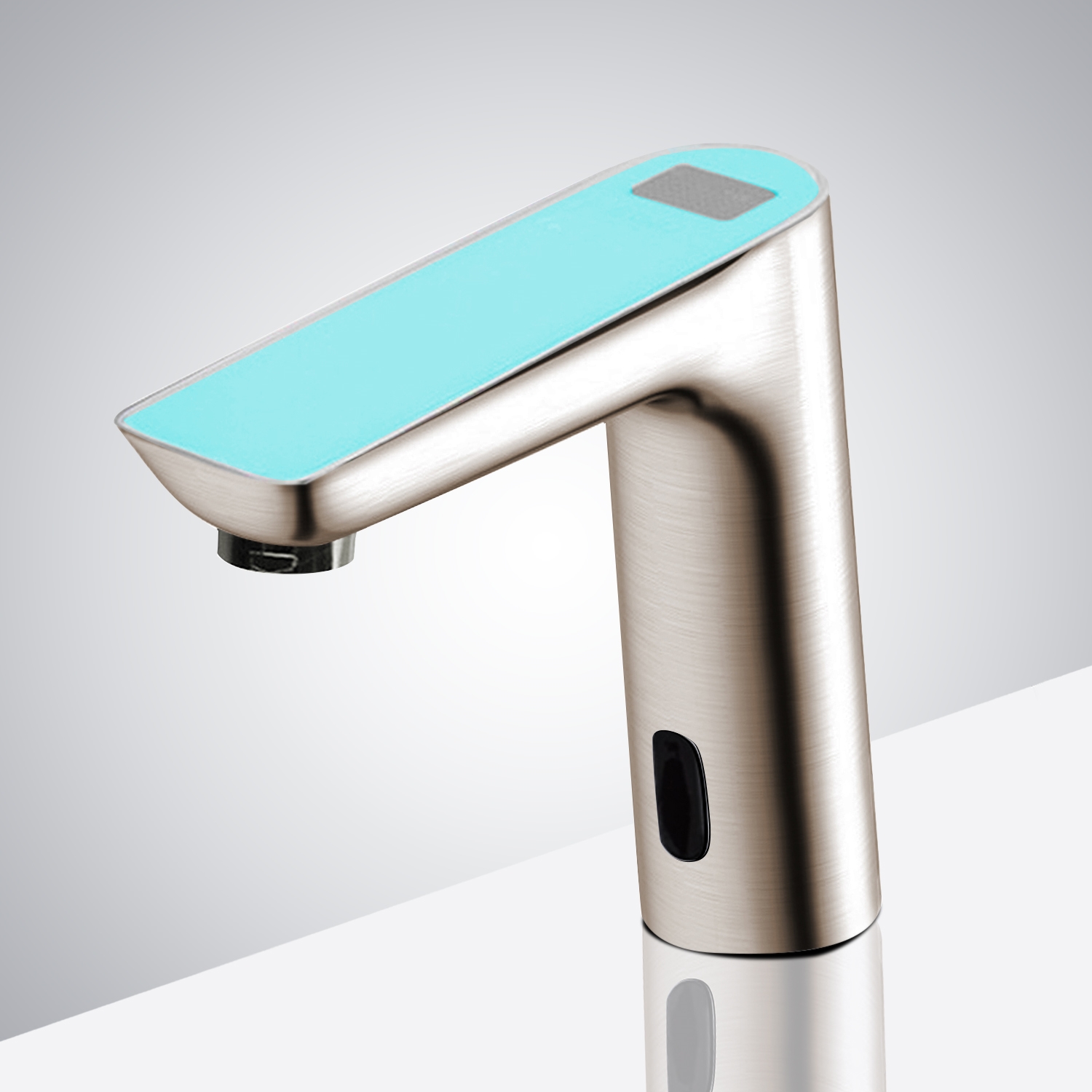 Romo Brushed Nickel Commercial Digital Display Automatic Motion Sensor Faucet - Sky Blue Top
