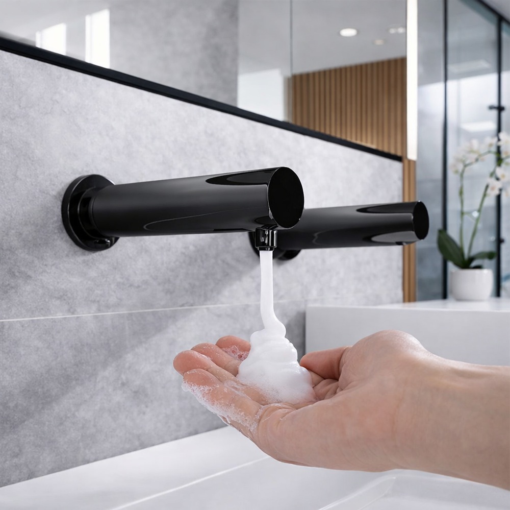 Fontana Matte Black Wall Mount Touchless Soap Dispenser model FS10029