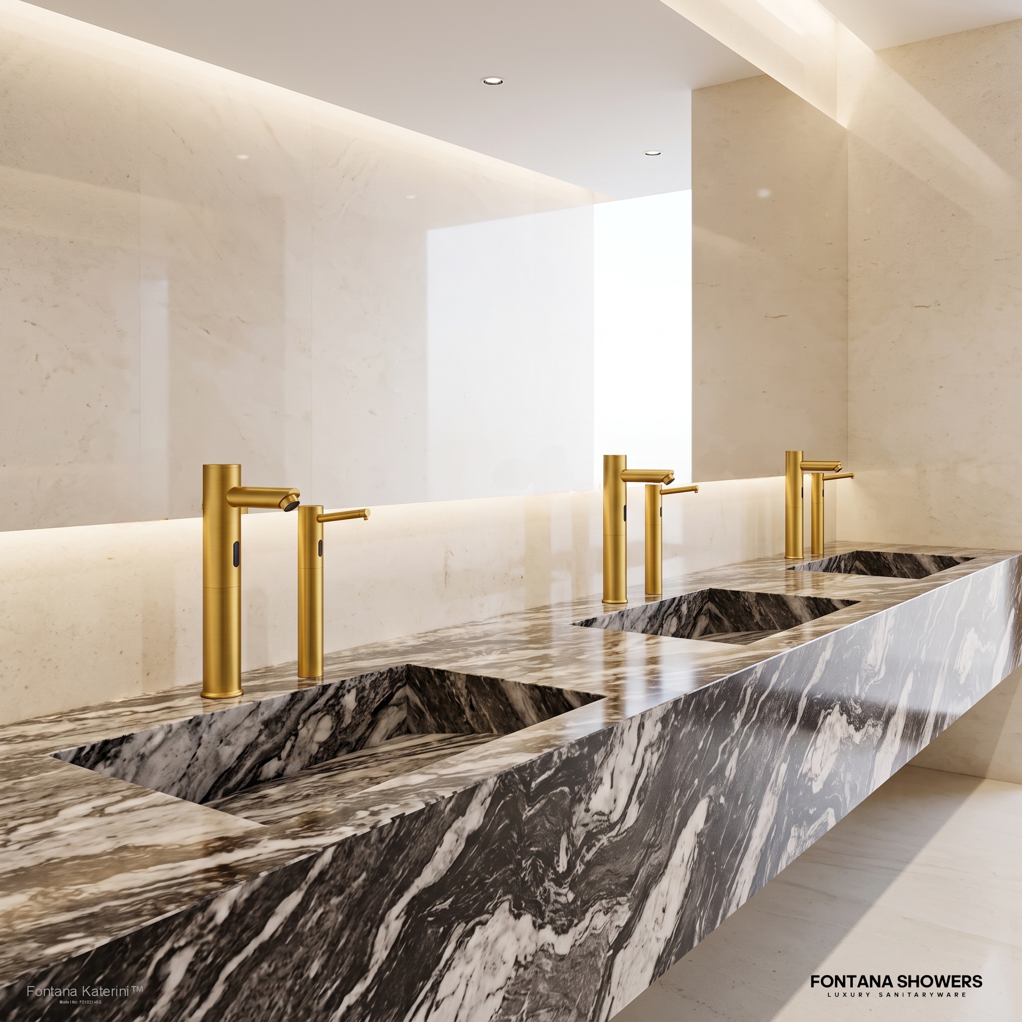 Fontana Katerini Brushed Gold Touchless Faucet Pair