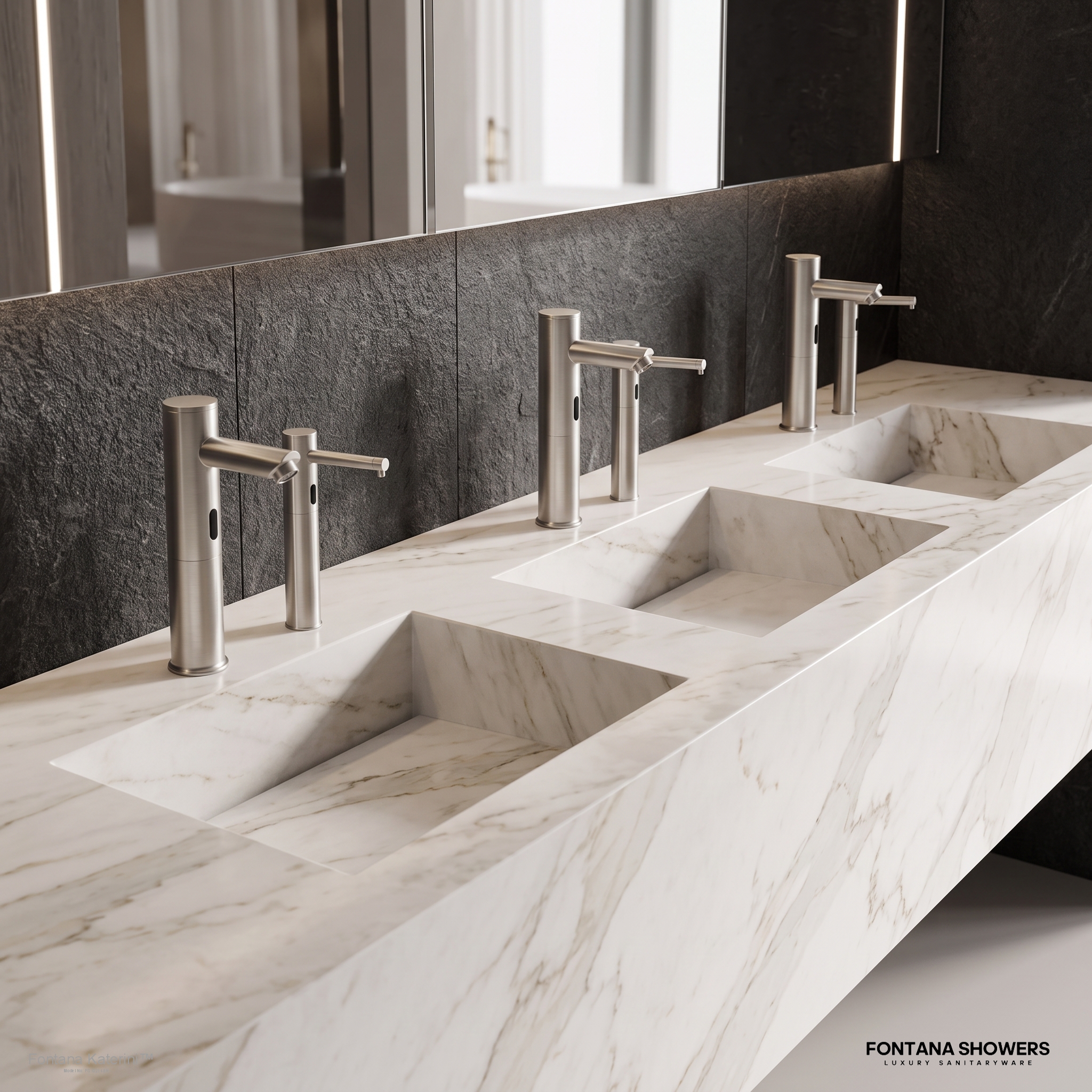 Fontana Katerini Brushed Nickel Commercial Sensor Faucet Set