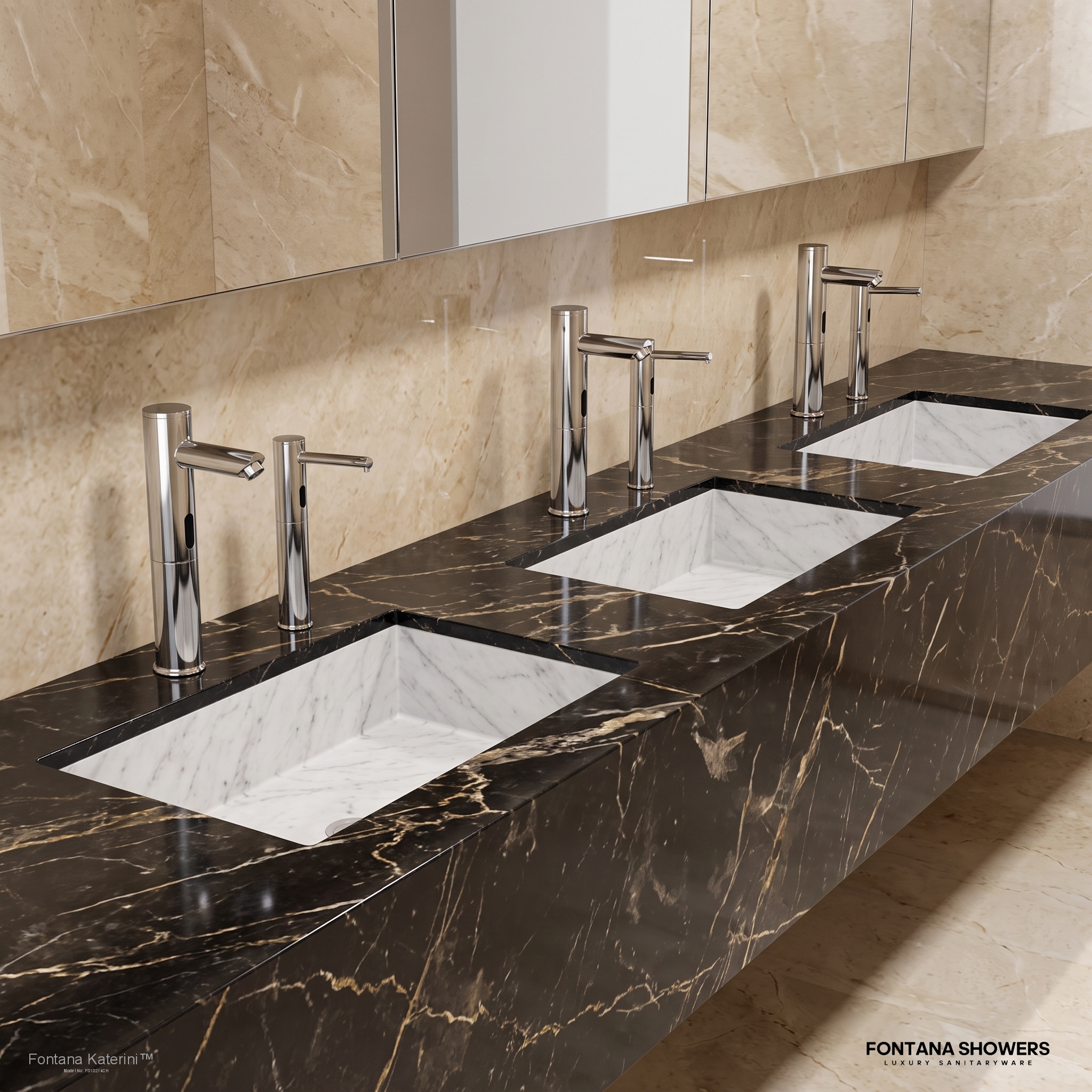 Fontana Katerini Chrome Touchless Faucet and Soap Dispenser