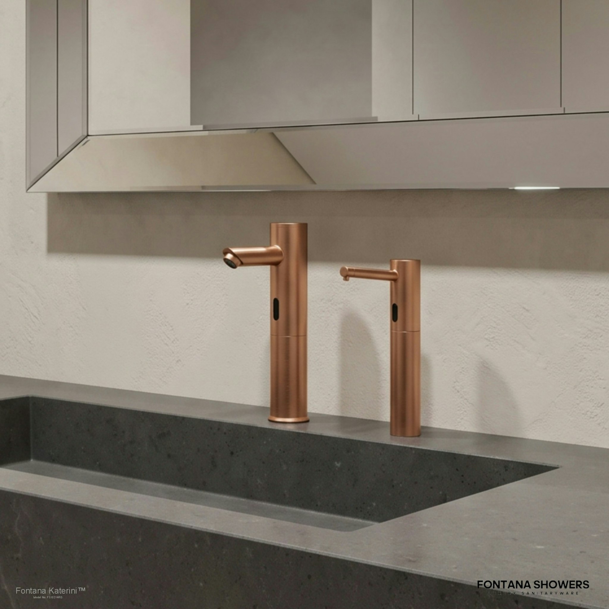 Fontana Katerini Rose Gold Sensor Faucet Duo