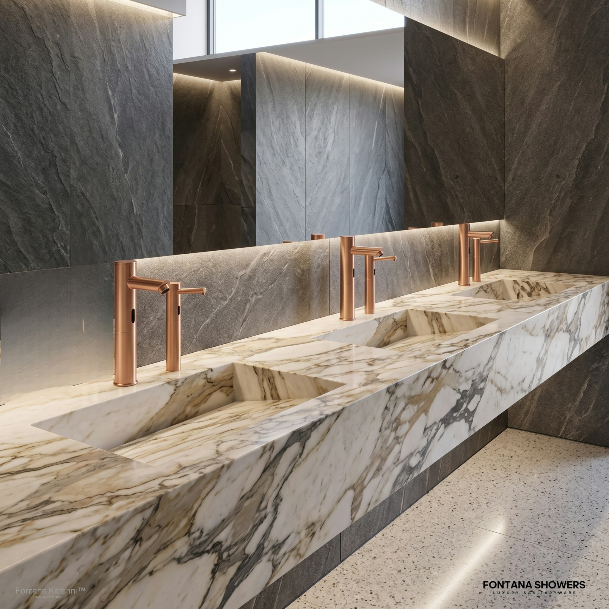Fontana Katerini Rose Gold Sensor Faucet Duo