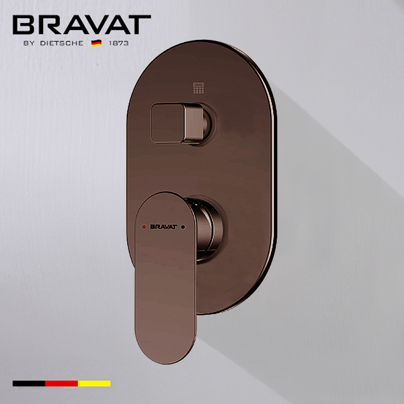 Bravat Shower Valve Mixer 2-Way Concealed Wall Mounted In Light Oil Rubbed Bronze