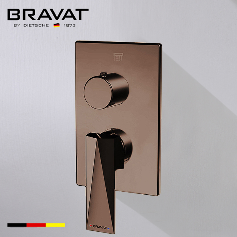 Bravat Light Oil Rubbed Bronze Shower Valve Mixer 2-Way Concealed Wall Mounted