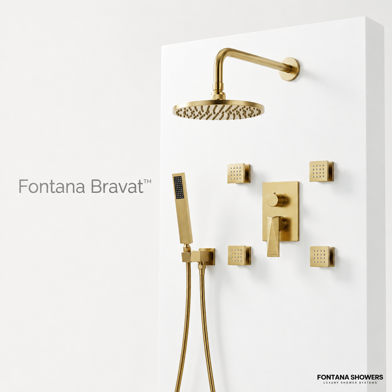 Bravat Brushed Gold 3-Way Concealed Shower Set Mixer
