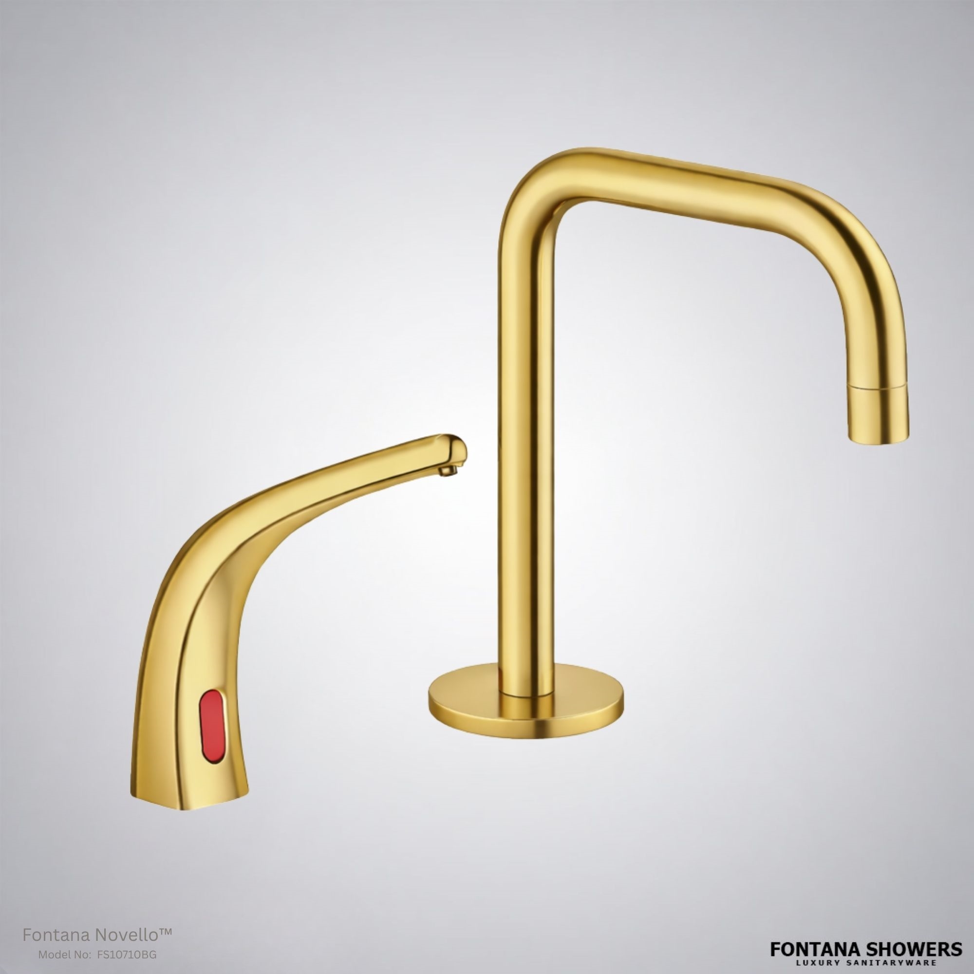 Fontana FS10710 brushed gold touchless faucet and soap dispenser set