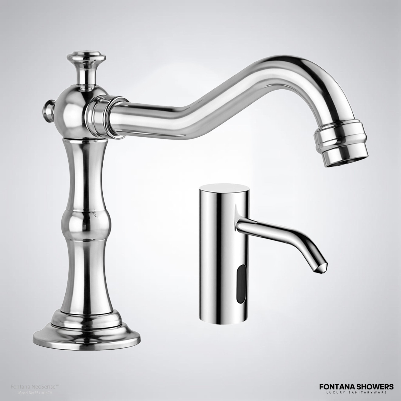 Fontana NeoSense Edition Chrome Luxury Two Holes Touchless Faucet With Dispenser - FS11014CH