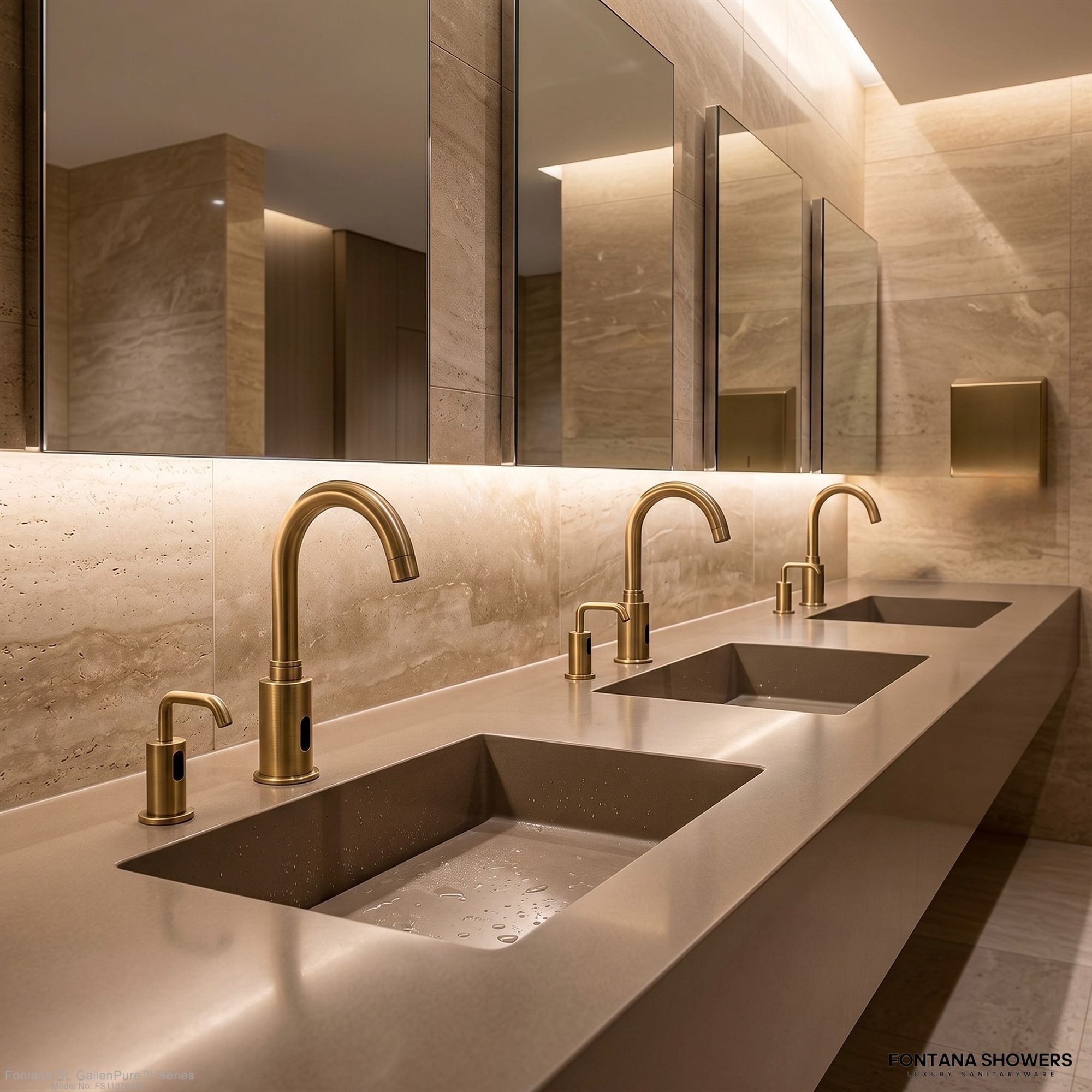 Fontana St. GallenPure Series Antique Brass Touchless Faucet and Soap Dispenser