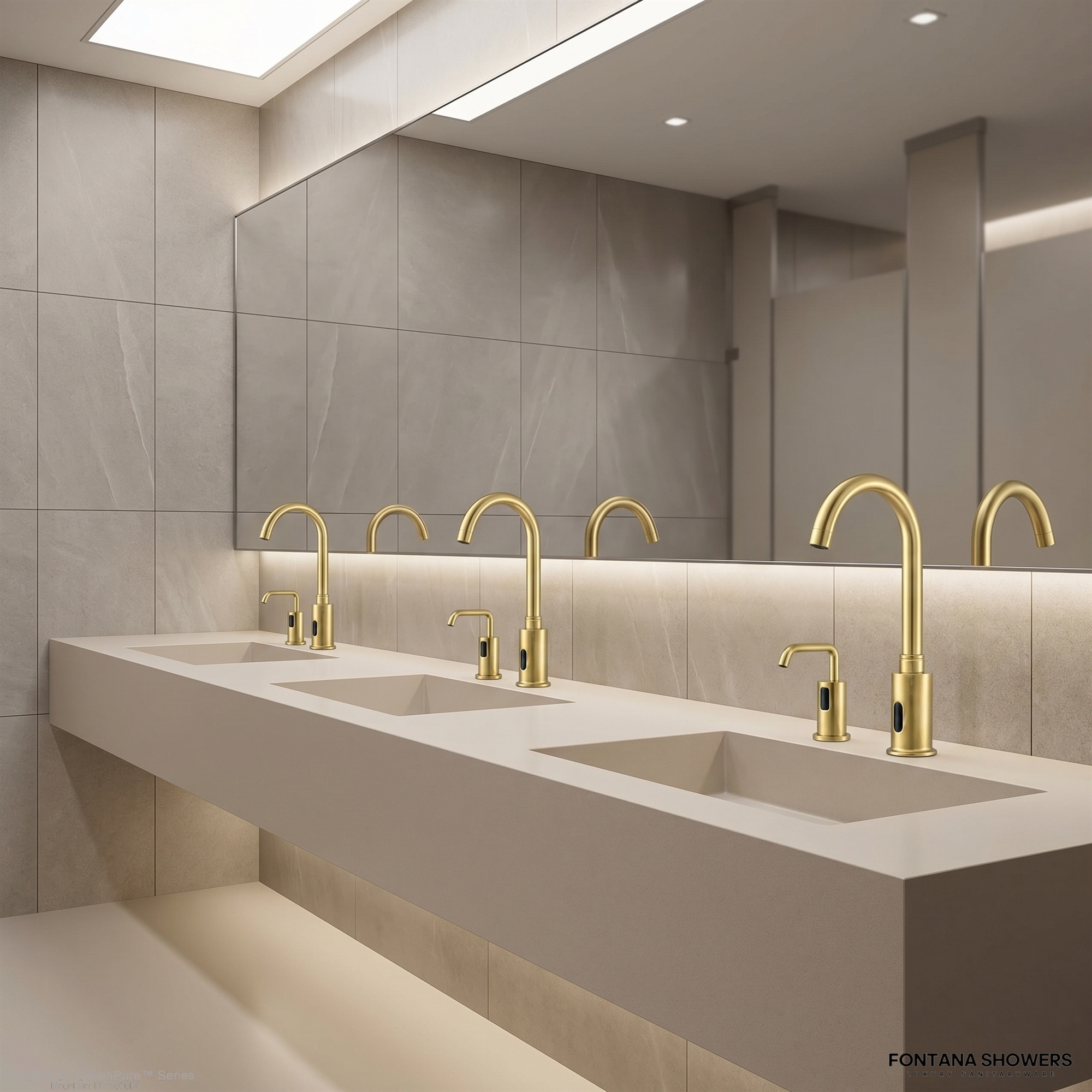 Fontana St. GallenPure Series Brushed Gold Touchless Faucet and Soap Dispenser