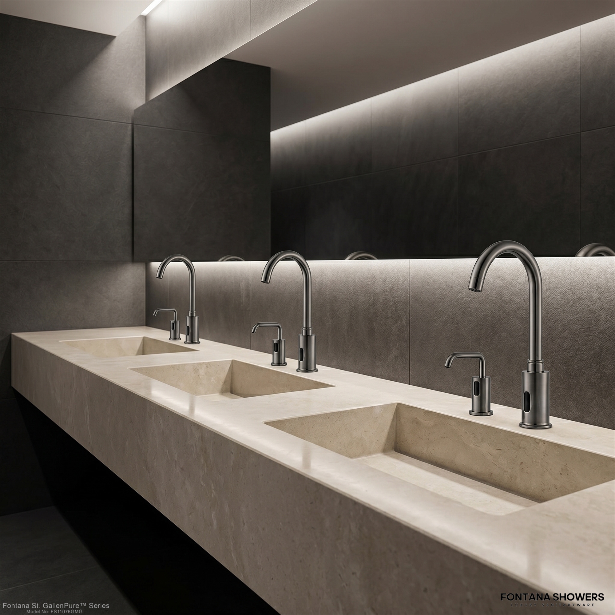 Fontana St. GallenPure Series Gun Metal Gray Touchless Faucet and Soap Dispenser