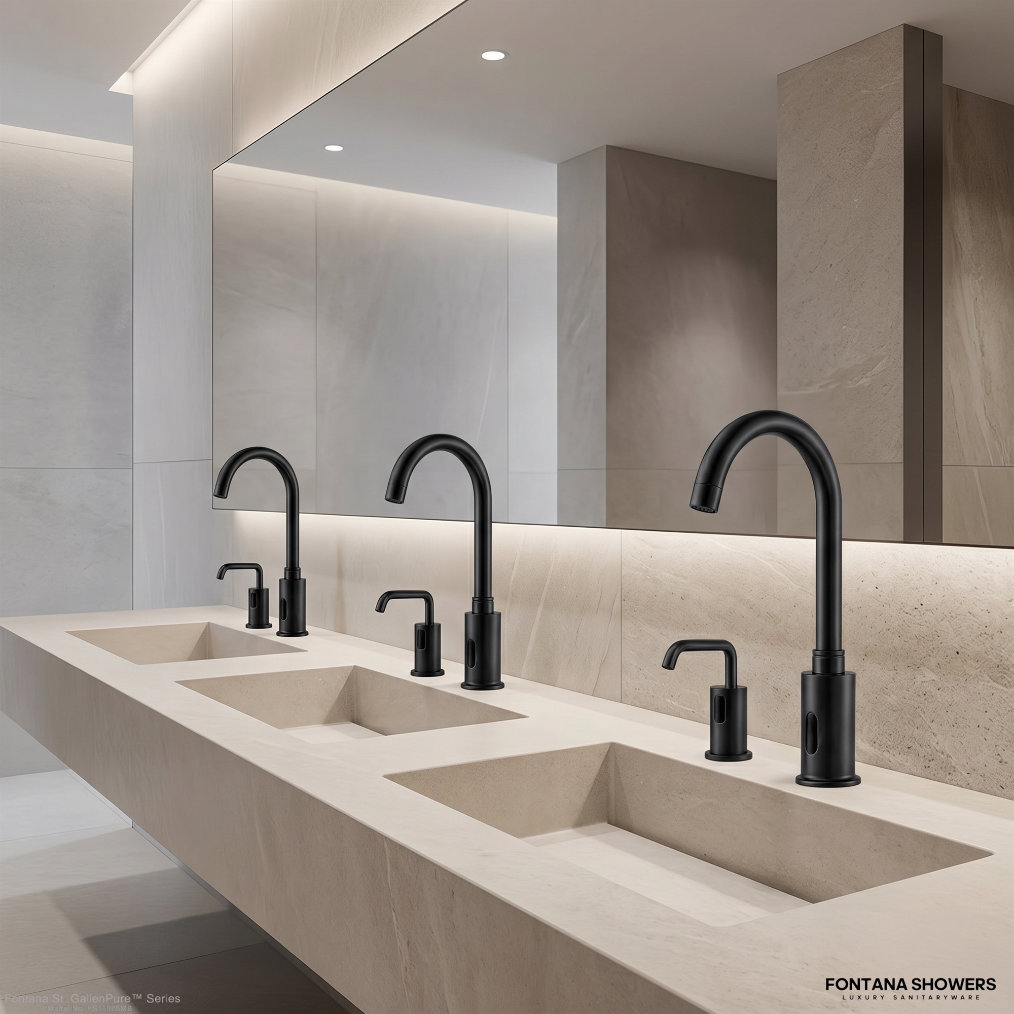 Fontana St. GallenPure Series Matte Black Touchless Faucet and Soap Dispenser