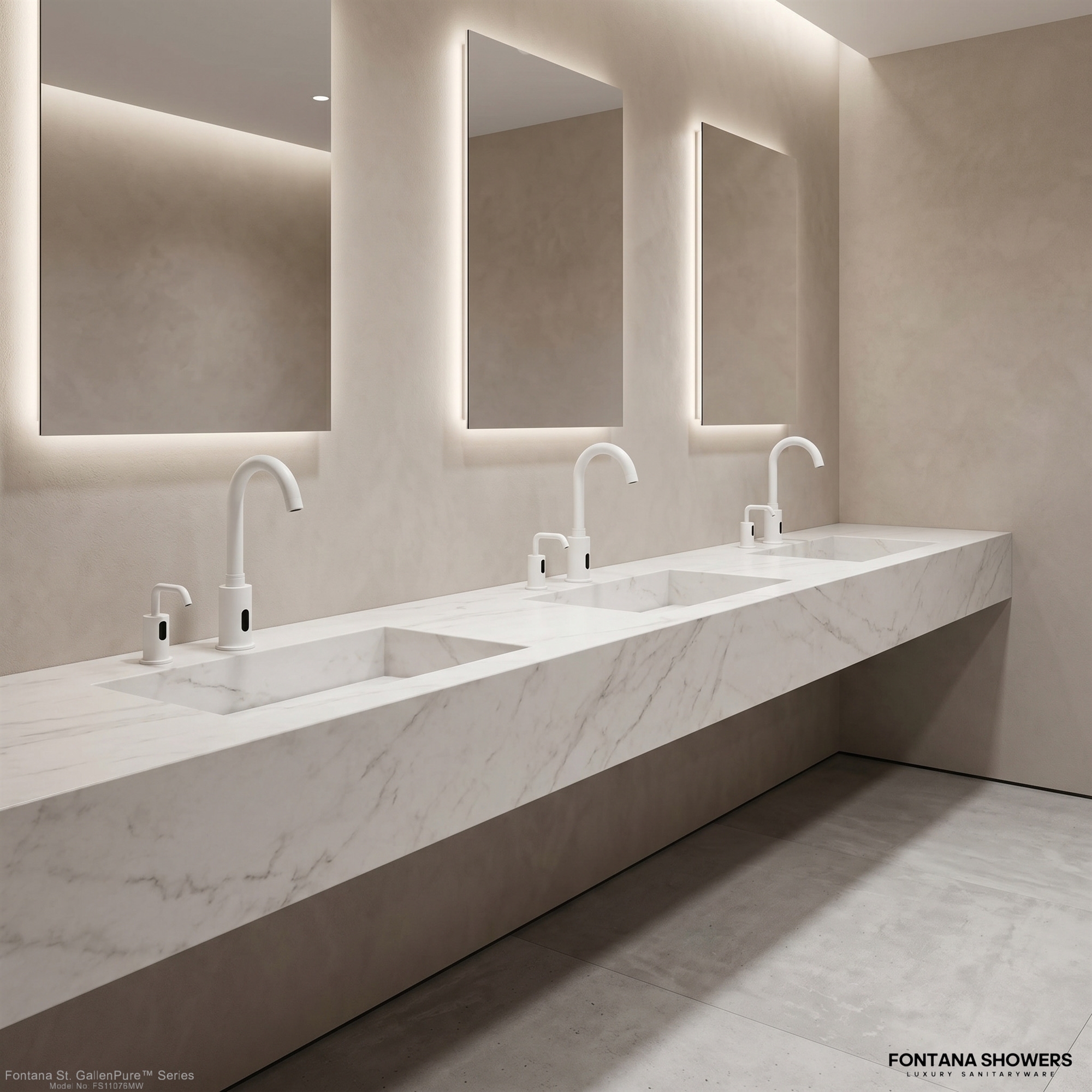 Fontana St. GallenPure Series Matte White Touchless Faucet and Soap Dispenser