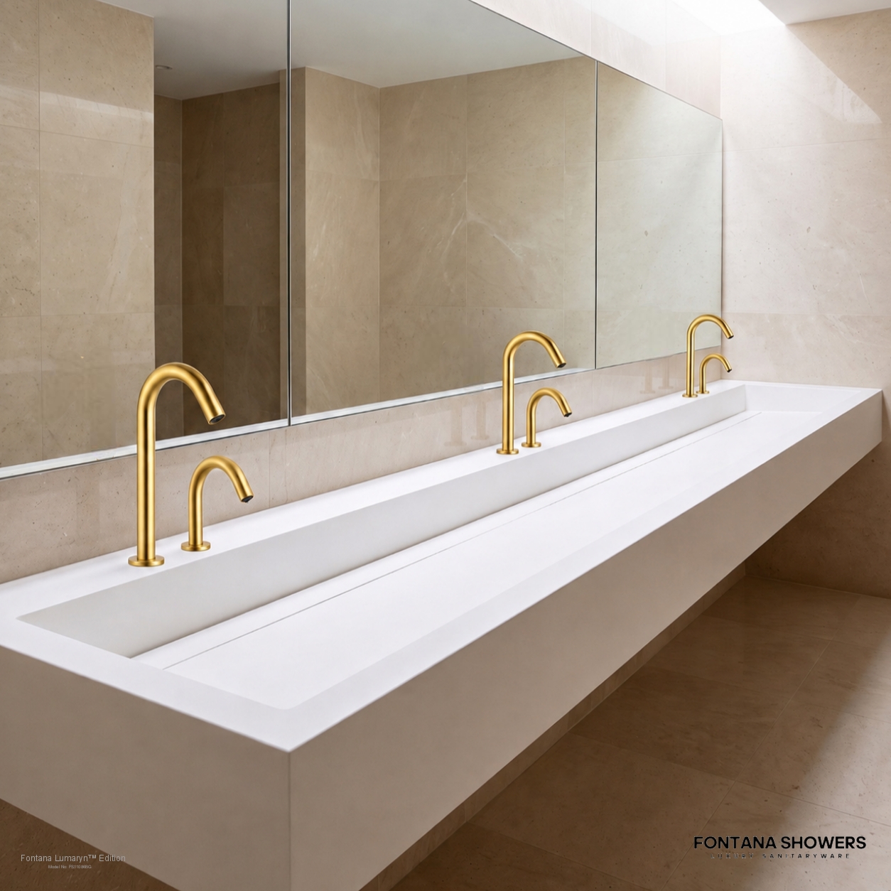 Fontana Lumaryn Brushed Gold Touchless Faucet With Soap Dispenser