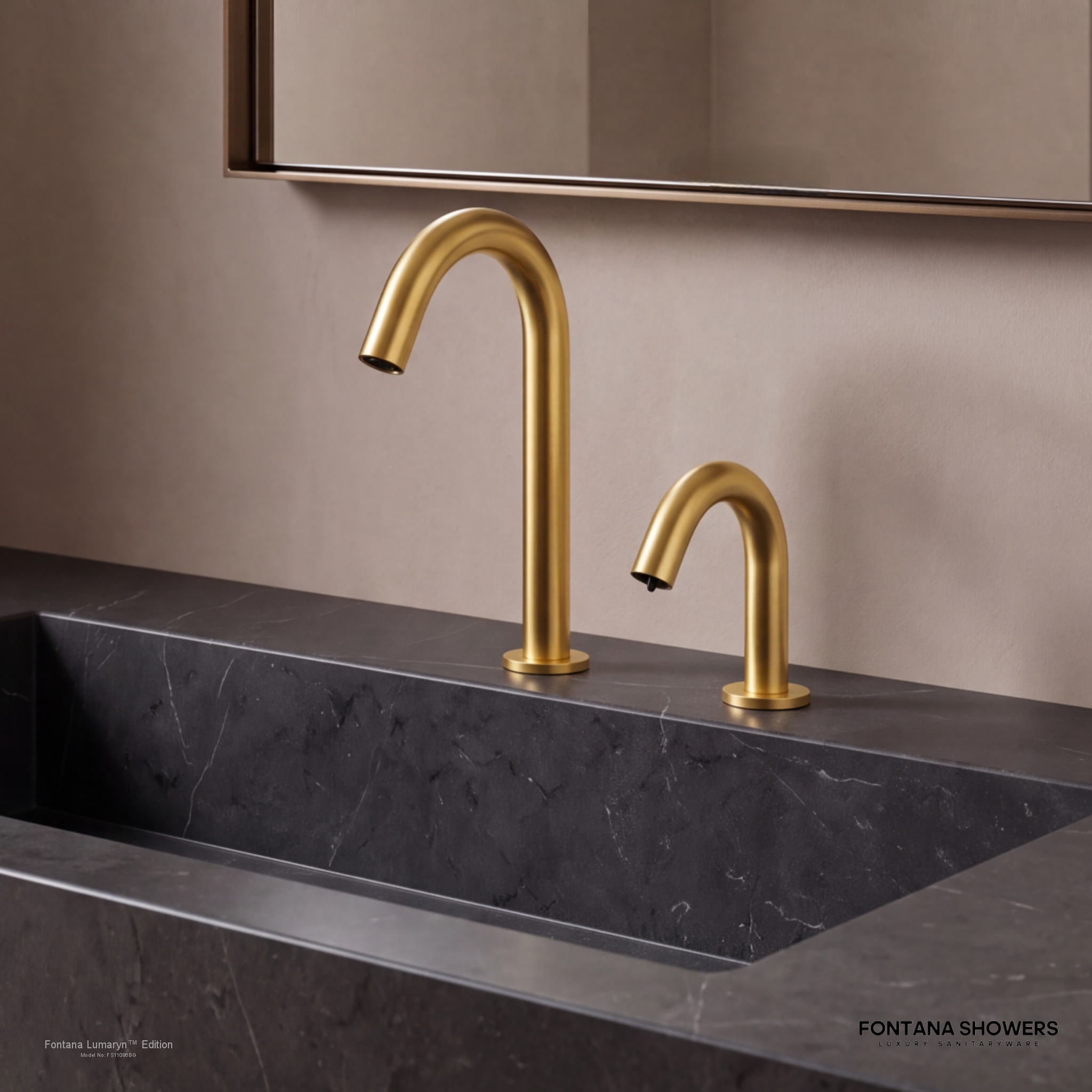Fontana Lumaryn Brushed Gold Touchless Faucet With Soap Dispenser