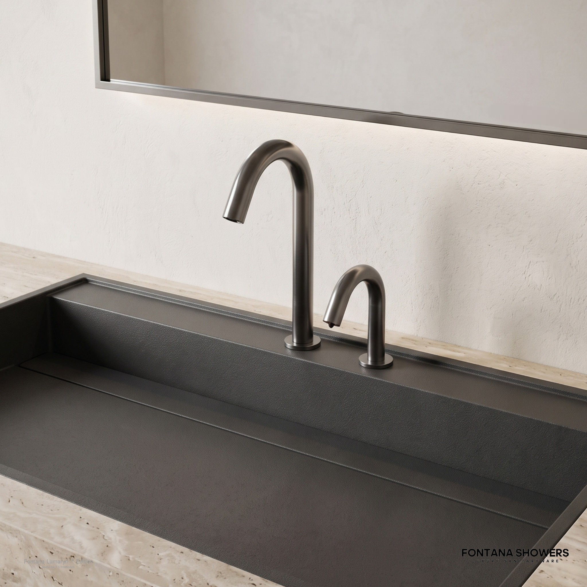 Fontana Lumaryn Gun Metal Gray Touchless Faucet With Soap Dispenser